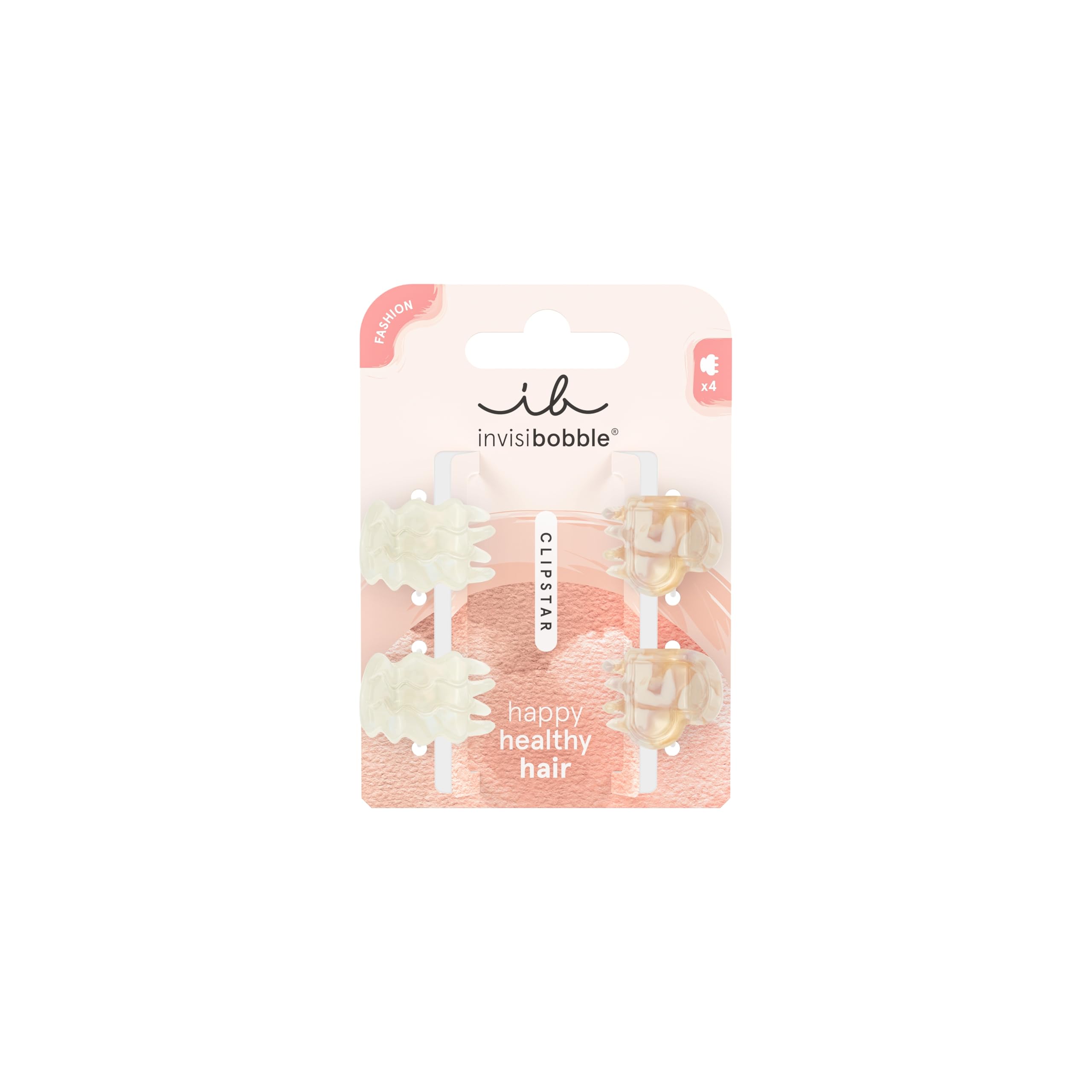 invisibobble Clipstar XS Petit Rainbow (4 Stück) – Haarspangen Set für Kinder & Erwachsene – Herz-Design in sanften Beige-Tönen – Haarkrebse für Mädchen, Jungen & alle, die verspielte Styles lieben