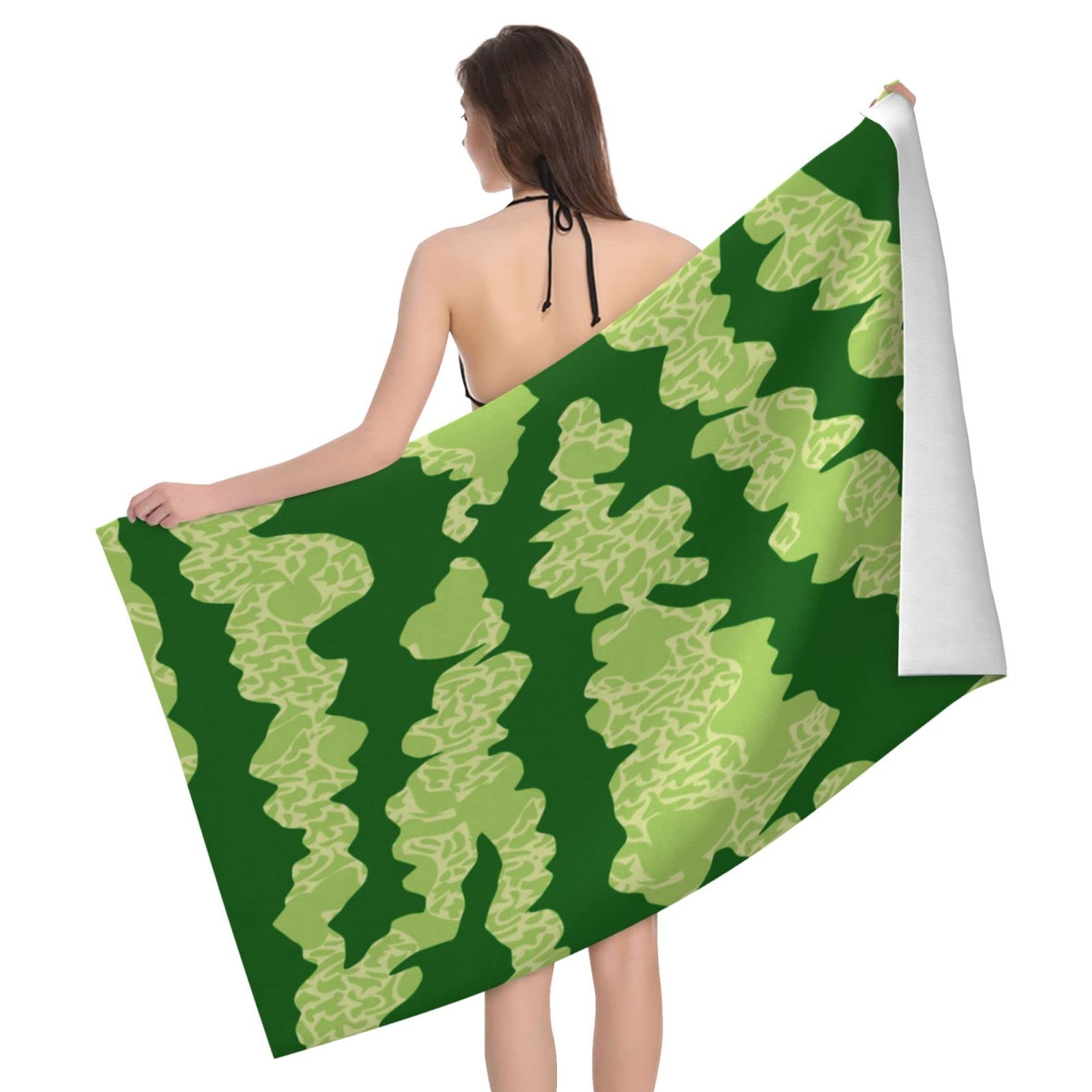 Lawenp Watermelon Rind Beach Towel, Lightweight Sand Free Quick Dry Microfiber Absorbent Bath Towel for Kids, Adults, Swimming, Bath, Yoga, Pool, Travel, Camping 32"X52"