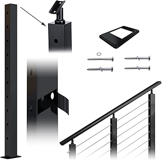 Sponsored Ad - Muzata Cable Railing Post Stair Square Weldless 36"x2"x2" Stainless Steel Pre-Drilled 30 Degree Angle Holes...