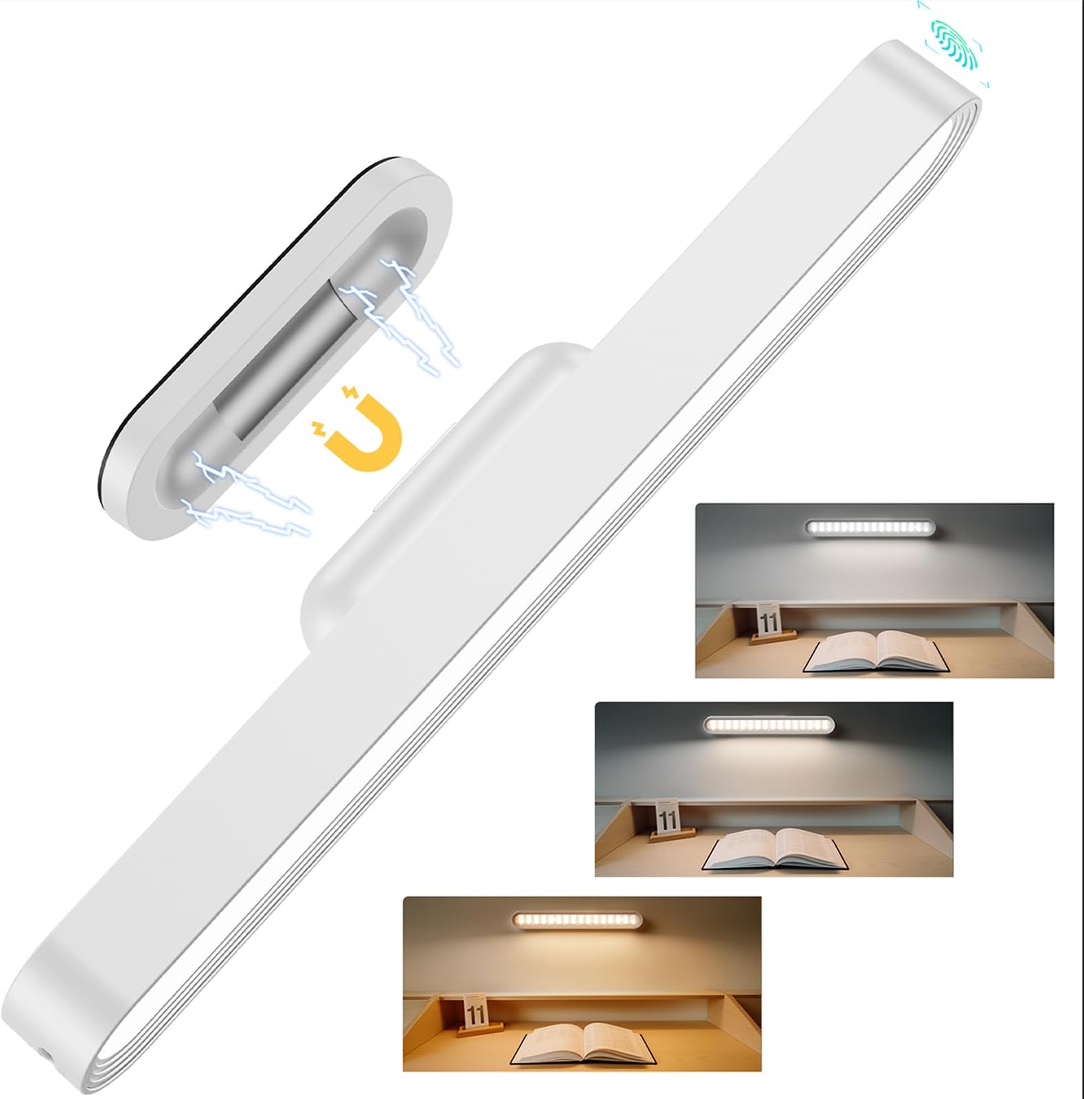 Under Cabinet LED Lights - 10.6" Rechargeable Battery Operated with 2600mAh, 3 Color Temperature Settings, Magnetic Stick-On Touch Control for Kitchen, Closet, Wardrobe