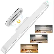 AKSDA Rechargeable Magnetic Under Cabinet Lighting, 3 Colors Adjustable Mirror Lights with 50 LED, 2600mAh Battery Makeup, Touch Lights Bar for Closet Bathroom Kitchen Sink Picture