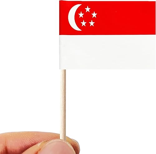 Miniatura 2 de 100 banderas de Singapur palillo de dientes de Singapur, mini adornos pequeños para cupcakes de Singapur, banderas de palo para fiesta, cóctel,