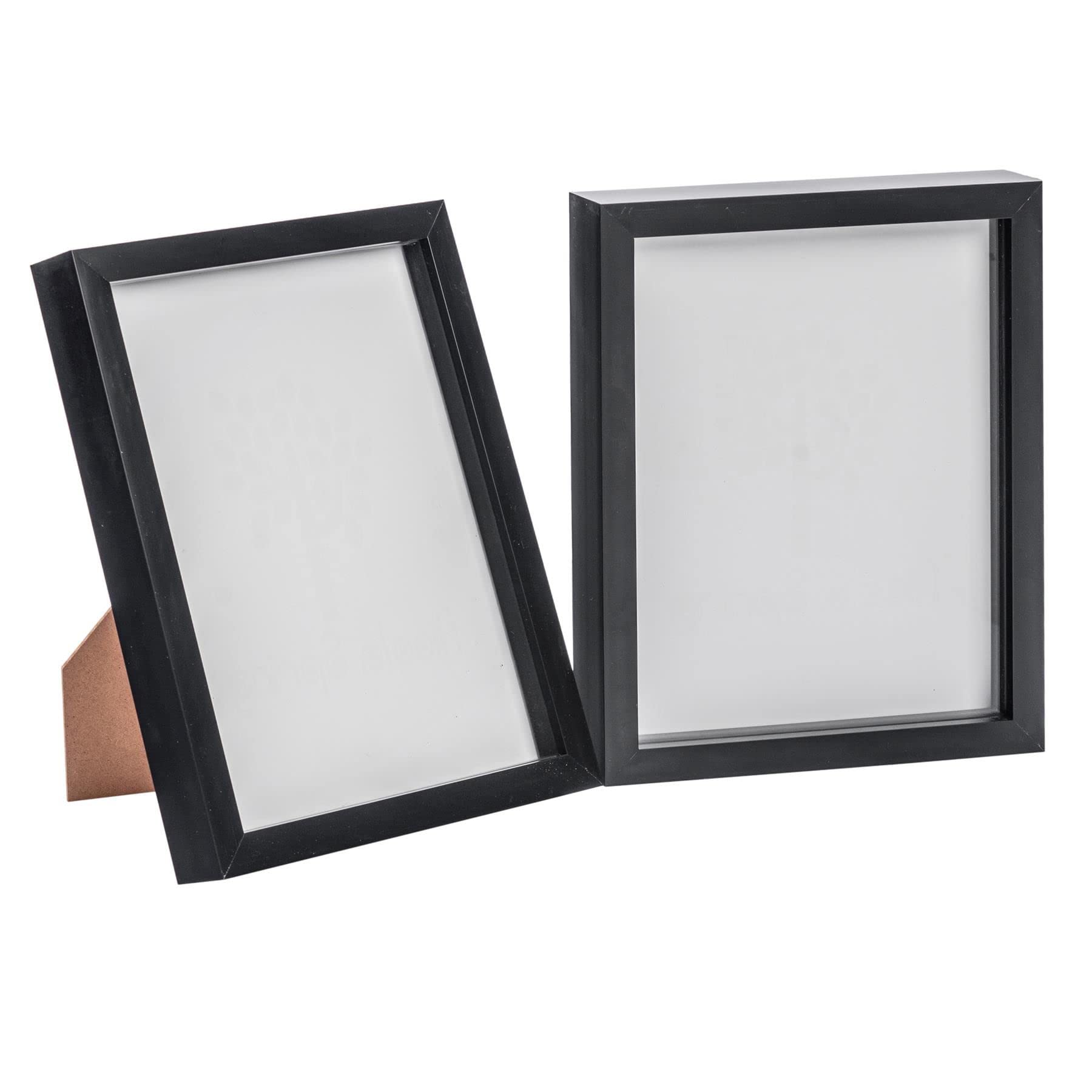 Nicola Spring Black 3D Shadow Box Photo Frames - 8X10 (20X25cm) - Pack Of 2 - 3D Photo Frame Box Picture Frame Box Portrait Display Case For Crafts, Keepsakes, Wedding, Graduation