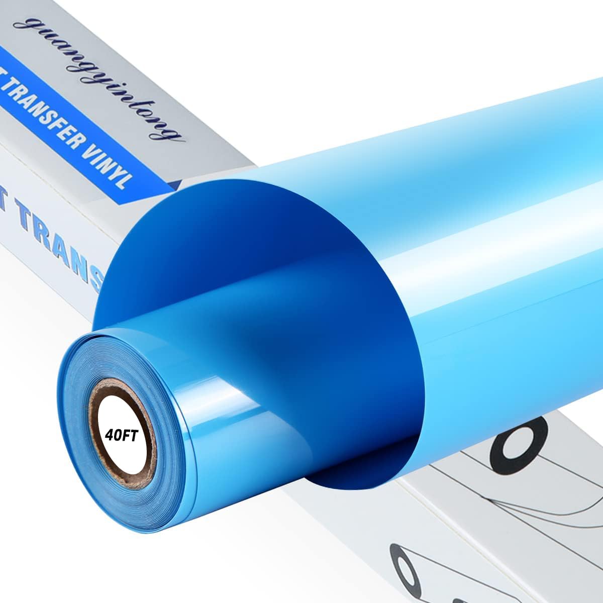 guangyintong Heat Transfer Vinyl Lake Blue HTV Rolls, 12" x 40ft Lake Blue Iron on Vinyl for T Shirts, Glossy Surface HTV Vinyl for All Cutter Machine Easy to Cut & Weed for Heat Vinyl DIY