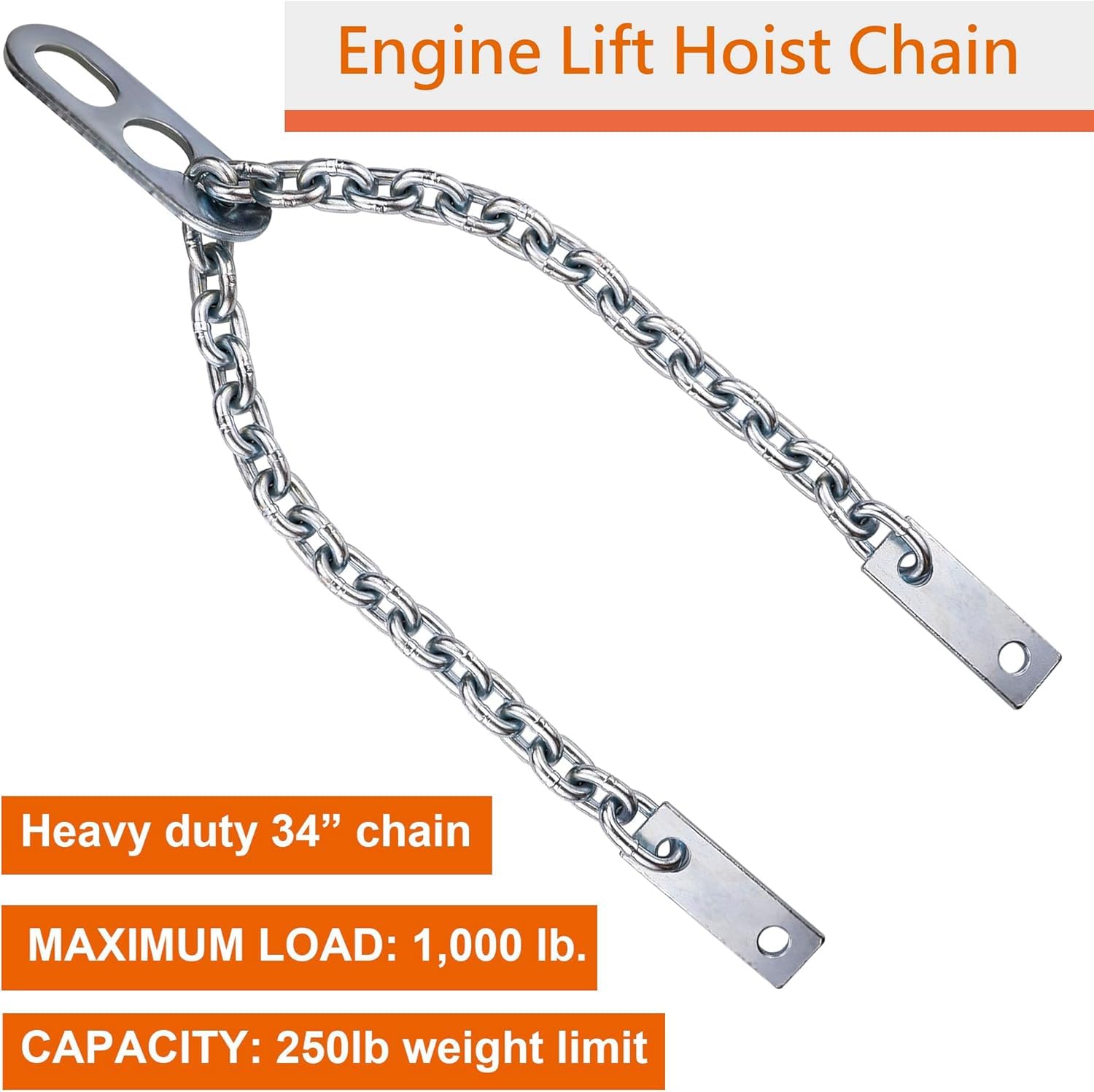 Catena di sollevamento del motore da 86 cm con carico massimo di 0,5 kg con set di staffe di sollevamento motore 7100, capacità 2,5 kg per l'uso con livellatori di carico e imbracature di sollevamento