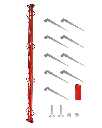8ft Woven Wire Fence Stretcher Bar with 9 Wedges, Wire Stretcher Fence Suitable for Fixing Fences on Farms, Pastures, Garden Barriers Red