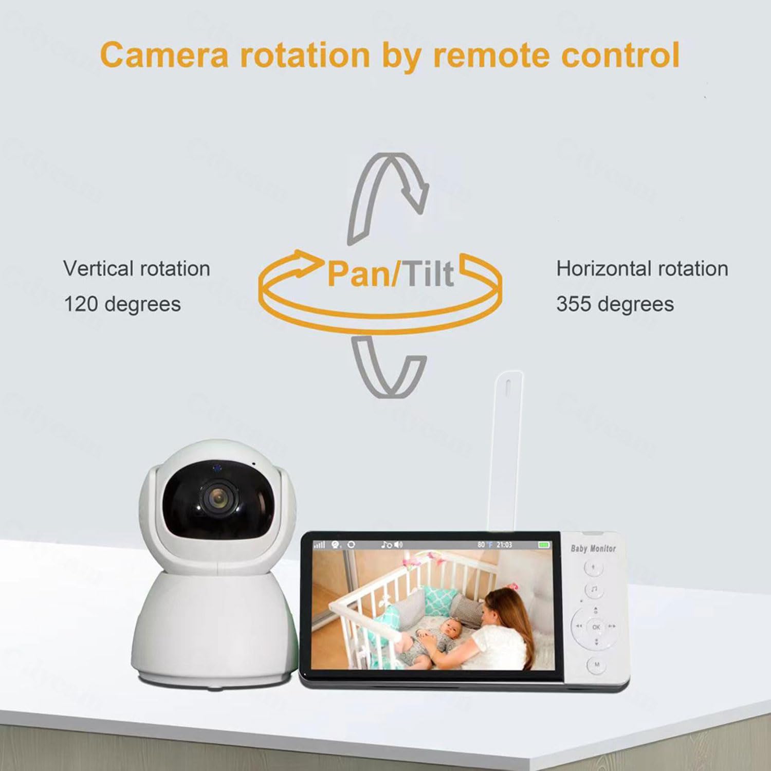 Baby Monitor, Schermo HD da 5'' Baby Monitor a Lungo Raggio da 1.000 Piedi, Senza WiFi, Visione Notturna, modalità VOX, Archiviazione, Ninne Nanne, Audio Bidirezionale, Durata della Batteria