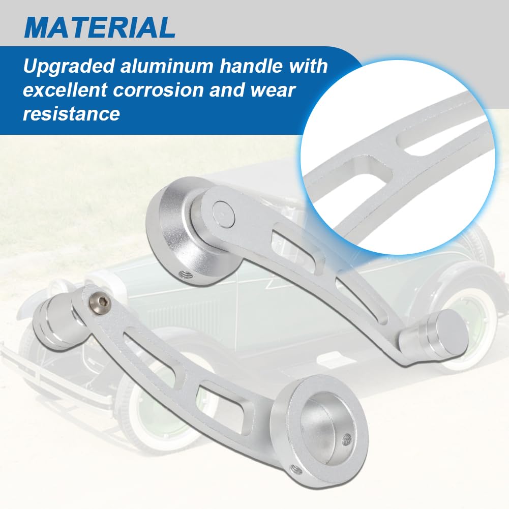 Universal Power Window Switch Kit with Billet Aluminum Crank Handles & 5 Spline Shafts – for Classic Chevy Ford Dodge Hot Rods & Vintage Cars (1931-1960s) (Silvery)