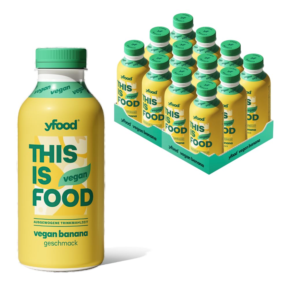 yfood Trinkmahlzeit Vegan Banana - 12 x 500 ml, mit 28 g Protein pro Drink