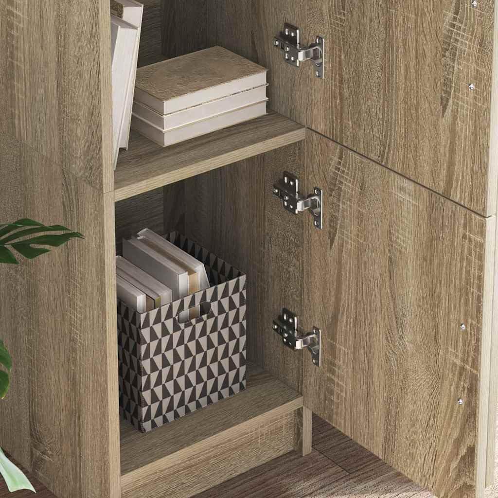 Set da gaming da scrivania in rovere Sonoma, 133,5 x 50 x 124 cm, con piano superiore, moderno tavolo per computer con 3 ante a cerniera, robusto e durevole, per casa, ufficio, camera dei