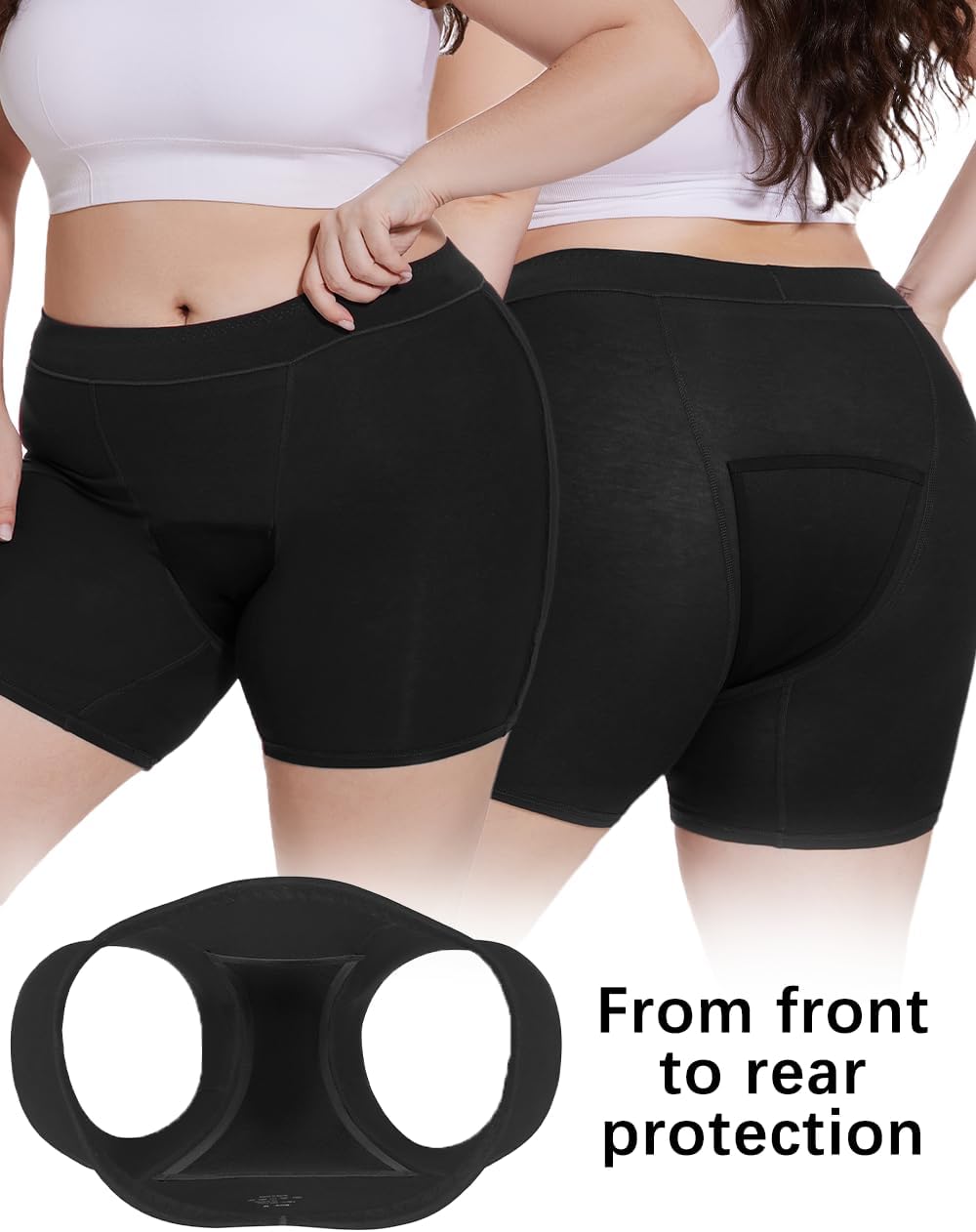 Incontinence Underwear for Women Washable Period Boxers Briefs Heavy Flow Leakproof Overnight High Absorbency Menstrual Postpartum Bladder Control Boyshorts Panties Black Small Pack of 2 - Image 5