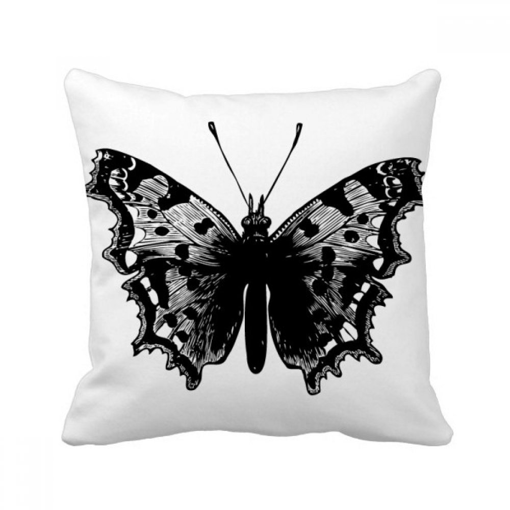 Housse de coussin carré papillon noir au fini soigné pour une décoration salon premium