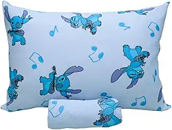 Jogo de Cama Solteiro Infantil Disney Lilo & Stitch Oficial – Anti Alergico Lençol c/Elástico – Malha 70% Algodão 30% Poliéster Premium