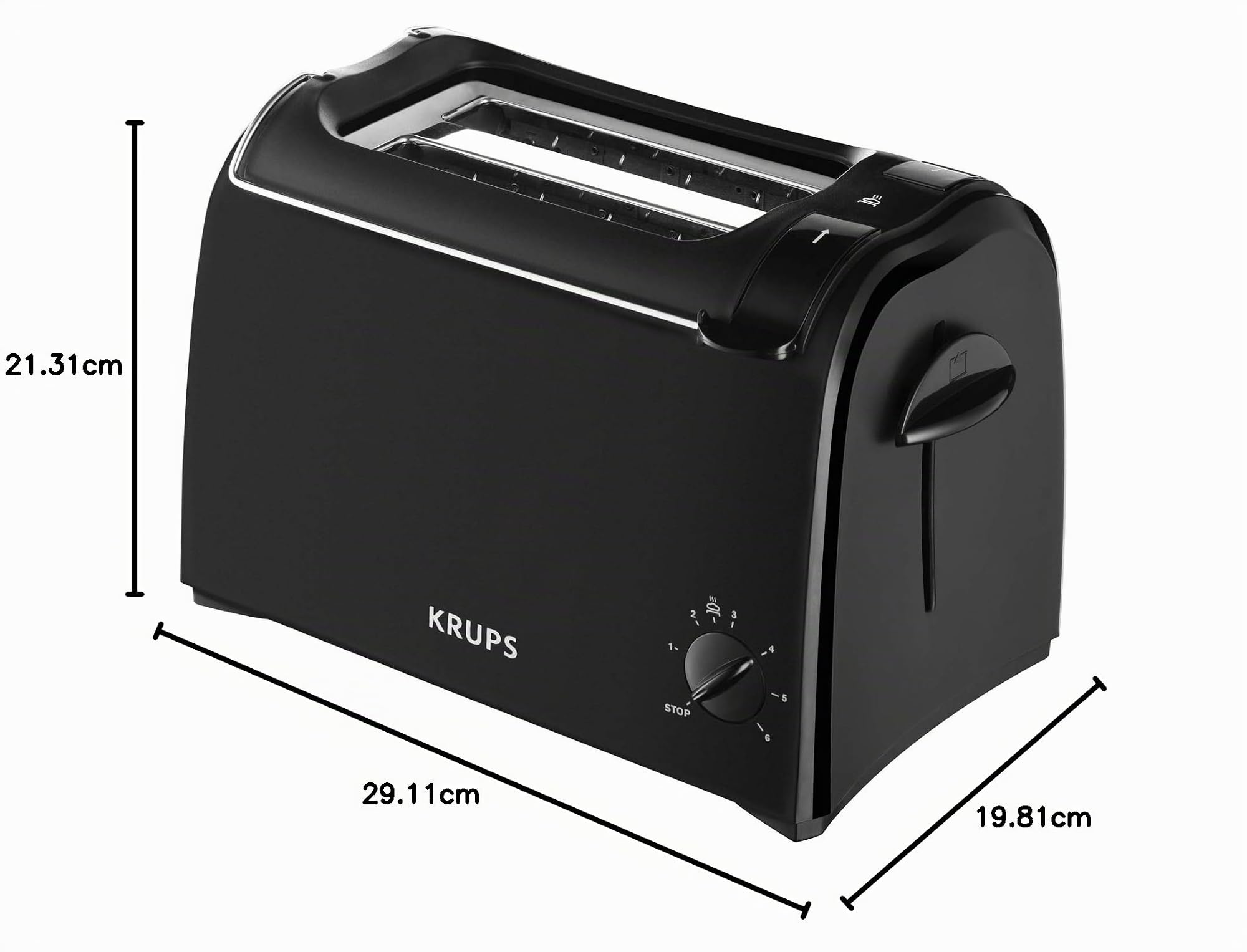 Krups KH1518 Tostapane Aroma, 2 fette, 700 W, roll top, nero/bordeaux