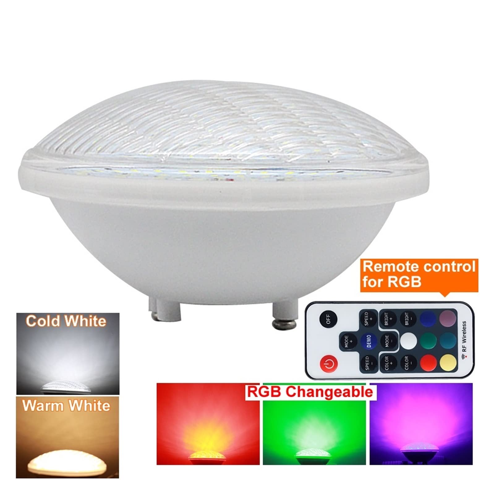 Lumières LED de Piscine PAR56 Piscine Light DC 12V RVB SMD5730 24W 36W Lumière sous-Marine IP68 Spot extérieur imperméable for étang, Fontaine, Piscine (Color : Warm White, Size : 24W)
