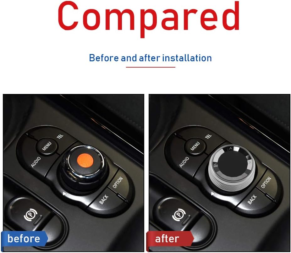 KUNGKIC Bling Multimedia Knob Cover Compatible with Mini Cooper F54 F55 F56 F57 F60 Countryman Clubman, Car Interior Crystal Multi Media Sound Buttons Cover Molding Trim (5 Buttons Silver)
