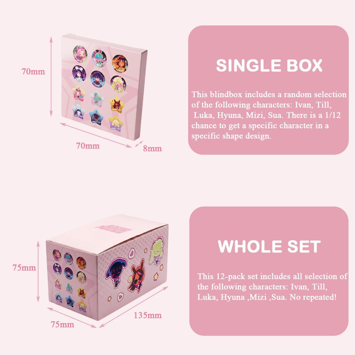Alien Stage Rabbit Series Blind Box Special Shape Button Pins, Officially Licensed Anime ALNST Collectible Merch for Ita Bags (Whole Set, Contains 12 Packs)