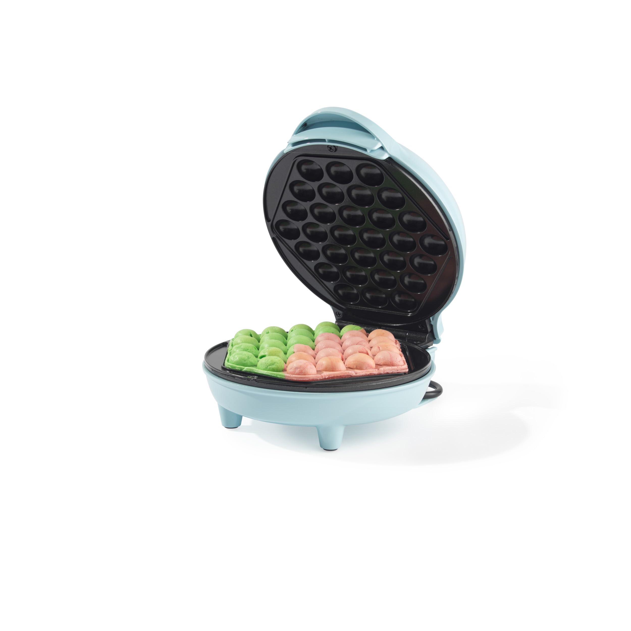 Giles & Posner Bubble Waffle Maker – Placa de cocción de 18 cm, revestimiento antiadherente sin PFAS, luces indicadoras de encendido/listo, dulce/salado, fácil de limpiar, 600W, Sorbet Blue