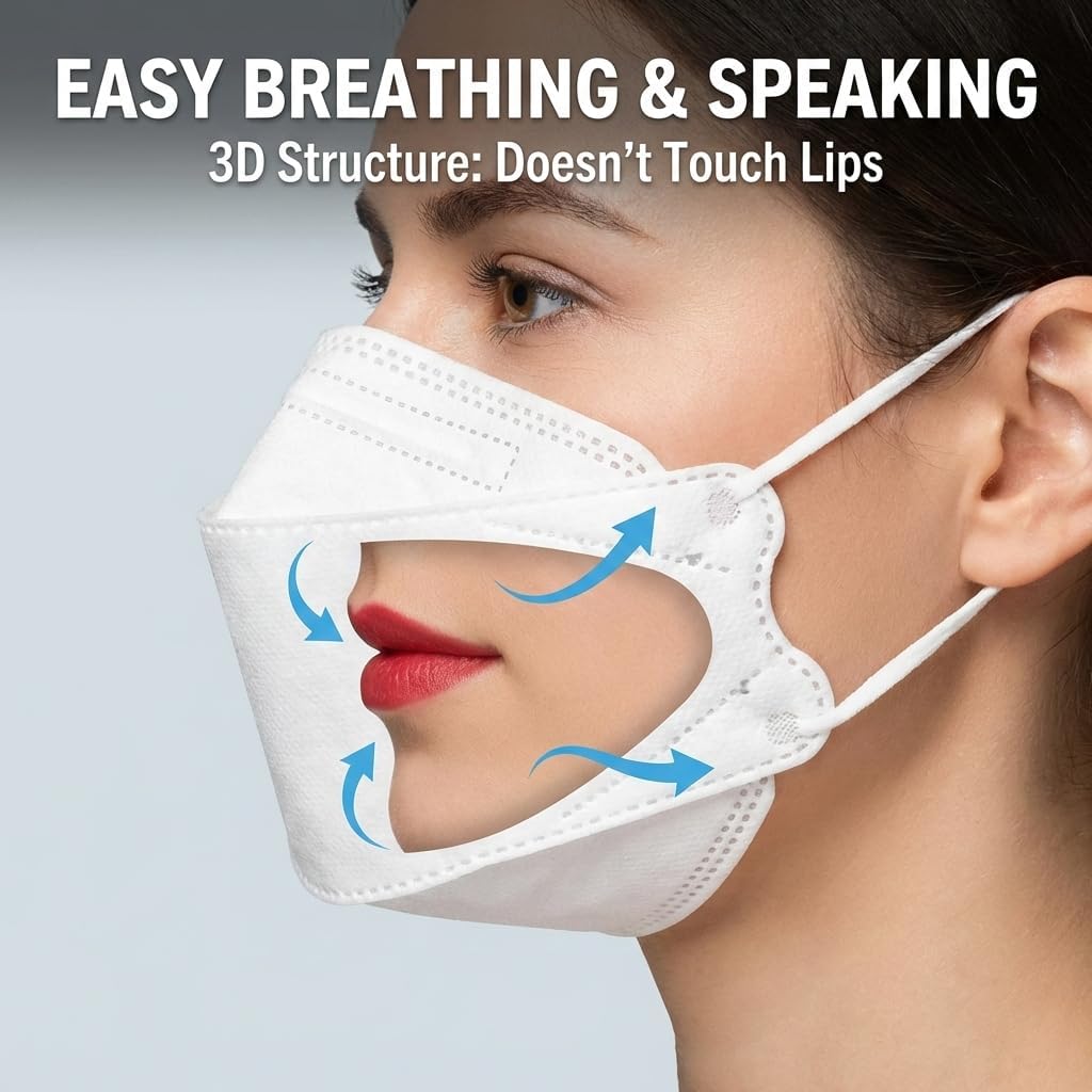 KF94 Face Masks for Adults - Anti-Fog for Glasses, 3D Breathable Structure, Individually Wrapped for Travel, 30 Pack Colorful