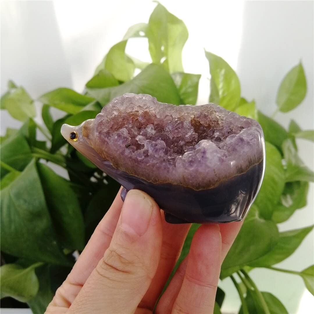 1 Pezzo di Pietra di Cristallo Naturale Agata intagliata a Mano Riccio Quarzo Pietre preziose Decorazione a grappolo geode Collezioni di casa (Size : 100g)