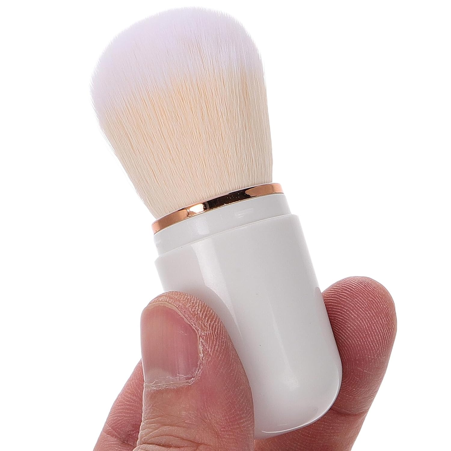 Retractable Mini Powder Foundation Brush Soft Skin-friendly Bristles Travel Makeup Brush for Blush Cheeks and Highlighter Portable Cosmetic Tool