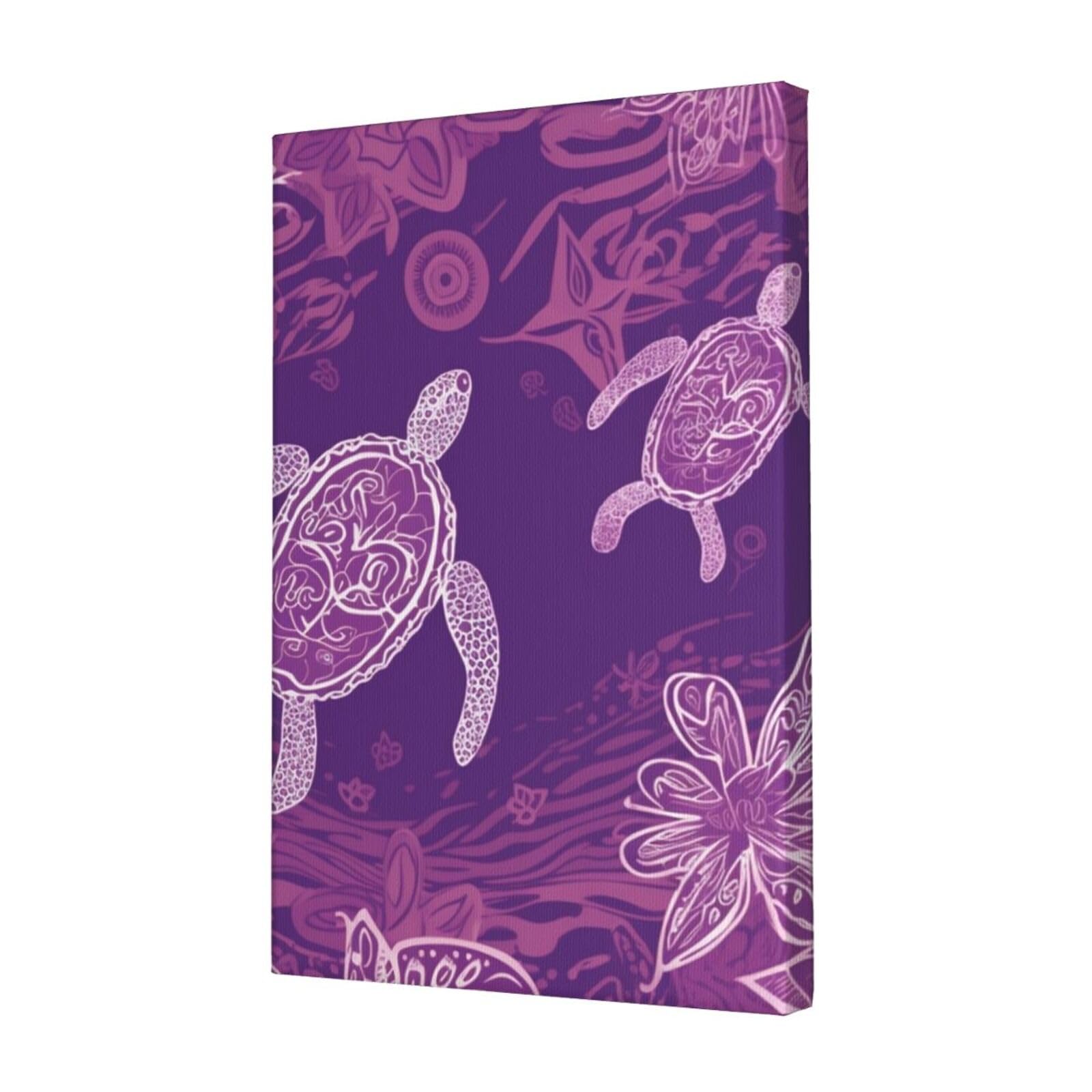 KLOPH Hawaii with purple sea turtle Canvas Wall Art for Living Room 12"x18" Modern Artwork Painting for Bathroom Hanging Canvas Prints Aesthetic Wallart for Bedroom Kitchen Office Wall Decor