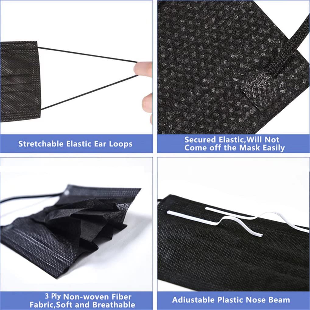Kids Black Disposable Face Masks 100PCS Childrens Breathable Safety Mask : Industrial & Scientific