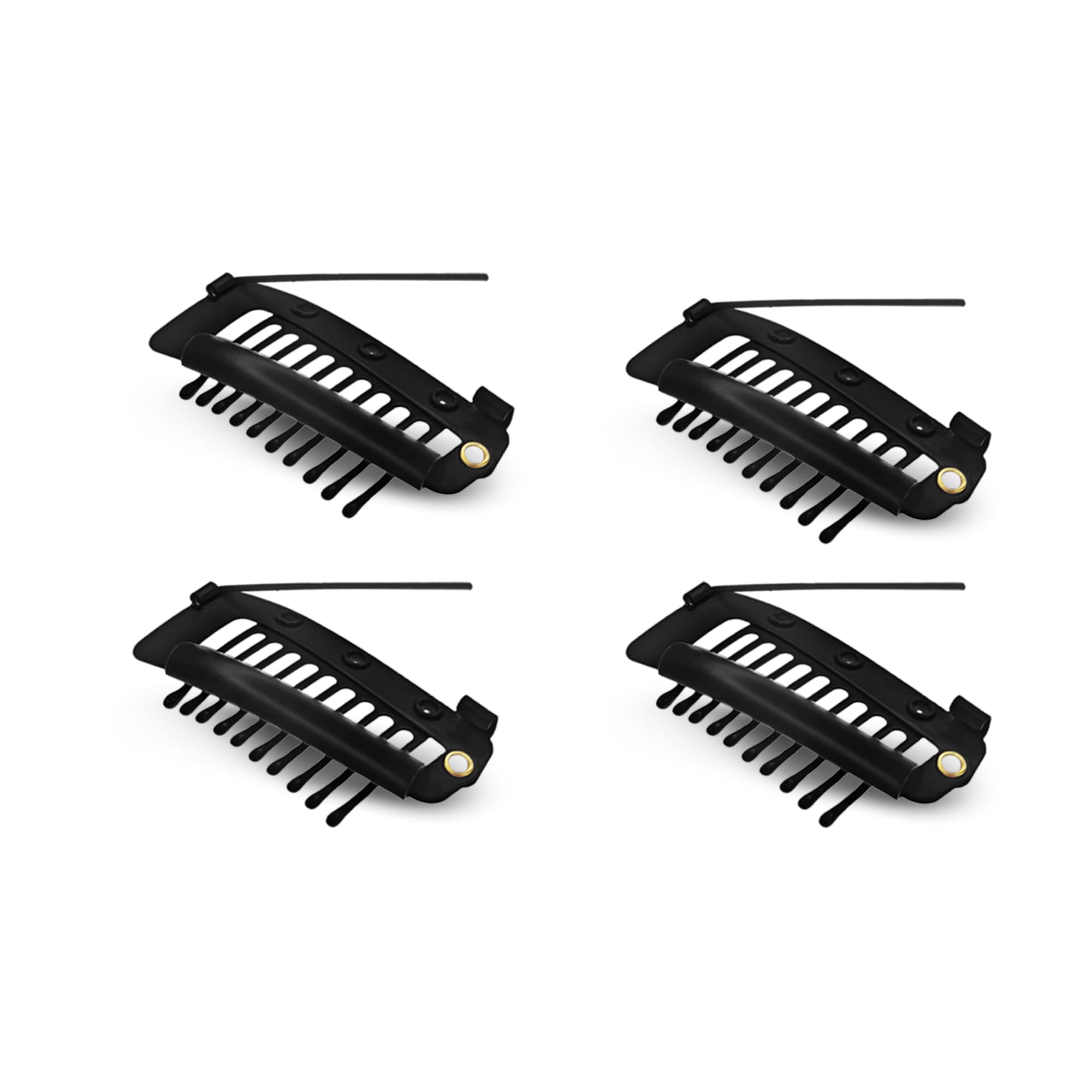Hair Extension Clips For Women 4 Pcs Dupatta Clips For Brides (10 Teeth) Safety Pins For Women Saree Pallu & Dupatta Pin For Head Bridal Safety & Hijab Hair Pins 4 Pcs (Black)