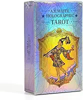Tarot Holográfico Rainbow + Livro em Inglês – Baralho 78 Cartas para Iniciantes, Efeito Arco-Íris Holográfico Premium, Tarot Rider Waite Original
