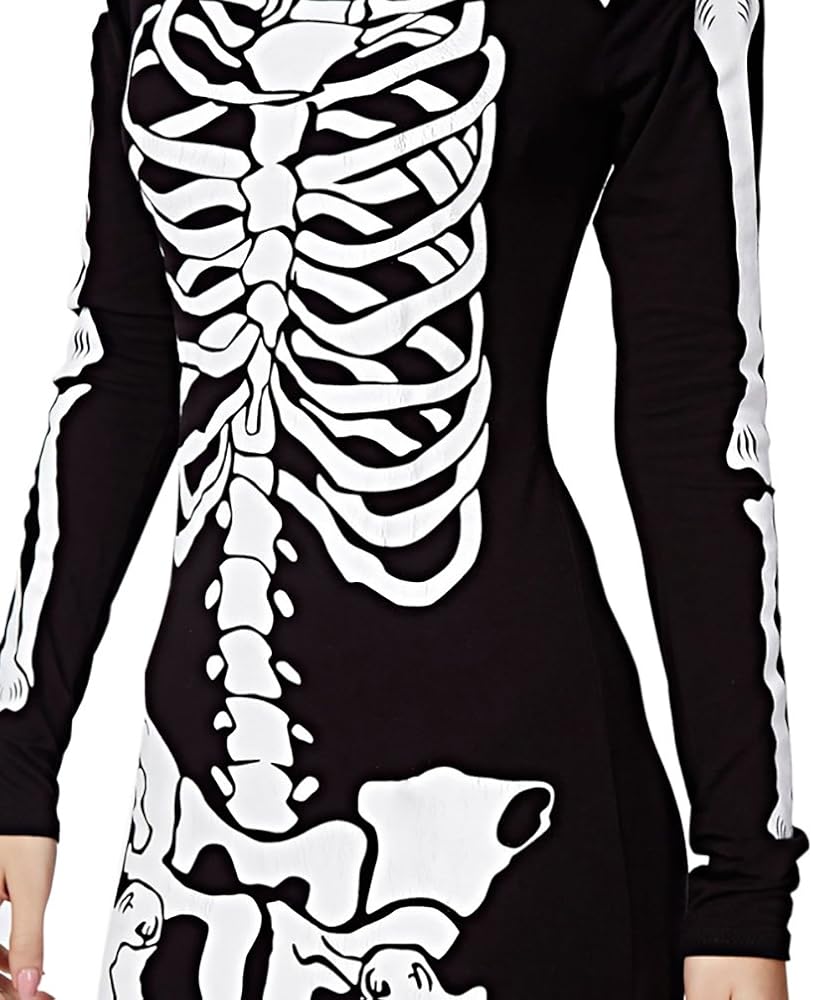 knee length dresses for ladies Women's Kreepsville 666 White Skeleton Tunic Dress Gothic Horror Fashion main image 1