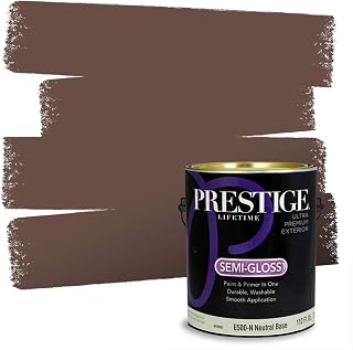 PRESTIGE Paints Exterior Paint and Primer In One, 1-Gallon, Semi-Gloss, Comparable Match of Benjamin Moore* Fresh Brew*