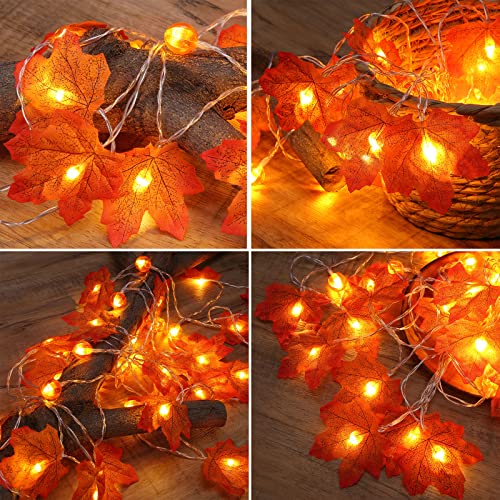 3 Pack Fall Garland With Lights 30Ft 60Led Fall Decor For Home Maple Leaves Pumpkin Fall String Lights Battery Operated Lights For Thanksgiving Fall Autumn Harvest Halloween 2 Lighting Modes #TOP6