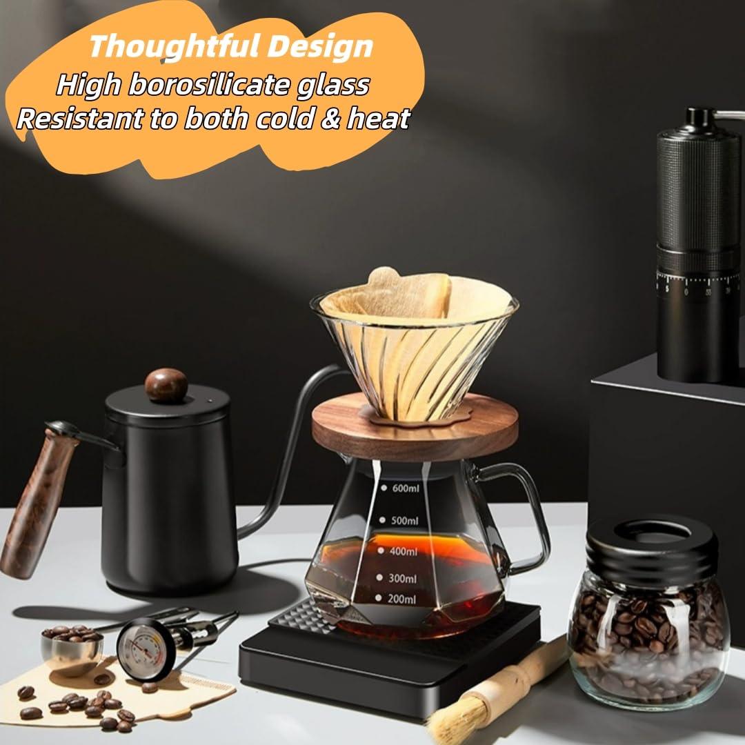 Juego completo de cafetera de 10 piezas, kit completo de preparación de café por goteo con hervidor, báscula, molinillo y accesorios, para los amantes del café, barista en casa, viajes y campamento