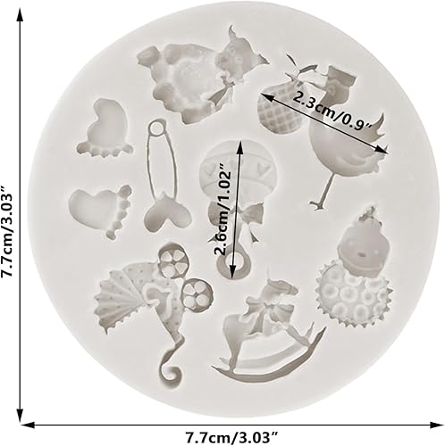 Miniatura 2 de MINFEIDMS Molde de silicona para fondant para baby shower, con temática de pasteles, para decoración de pasteles, decoración de cupcakes, caramelo y