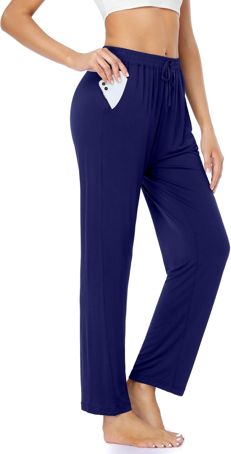 ASIMOON Womens Yoga Sweatpants with Pockets Comfy Stretch Wide Leg Casual Lounge Workout Pants for Ladies