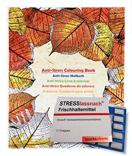 Preisvergleich Produktbild Anti-Stress-Malbuch + Witzige Kaugummis"STRESSlassnach"
