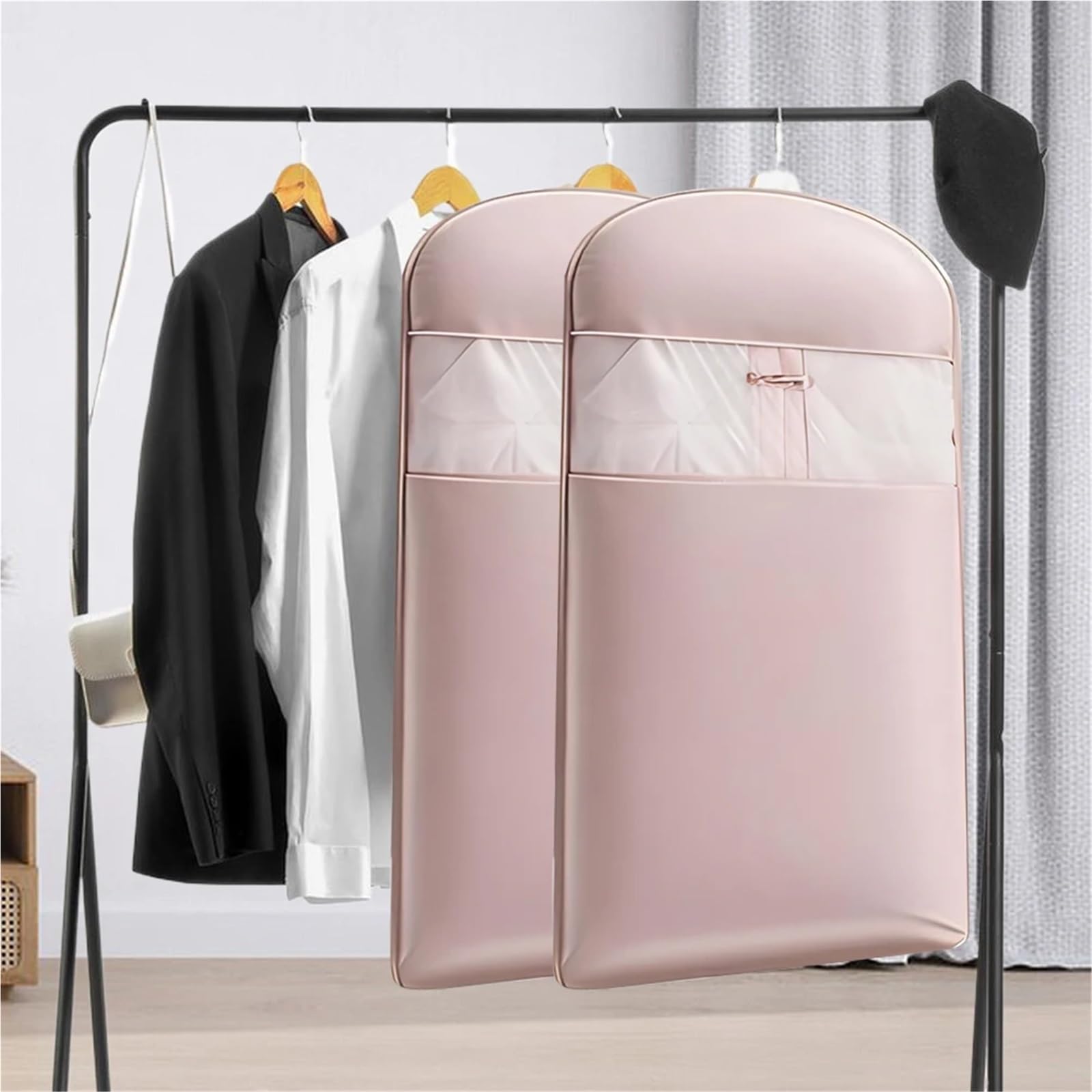 Materiałowy pokrowiec na ubrania | Wielokolorowe 6 sztuk w wielu rozmiarach do przechowywania w sypialni w domu(Pink,M)