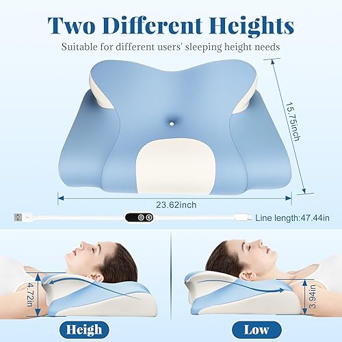 Miniatura 7 de Almohada térmica para el cuello para aliviar el dolor, almohada cervical ergonómica de espuma viscoelástica para personas que duermen de lado,
