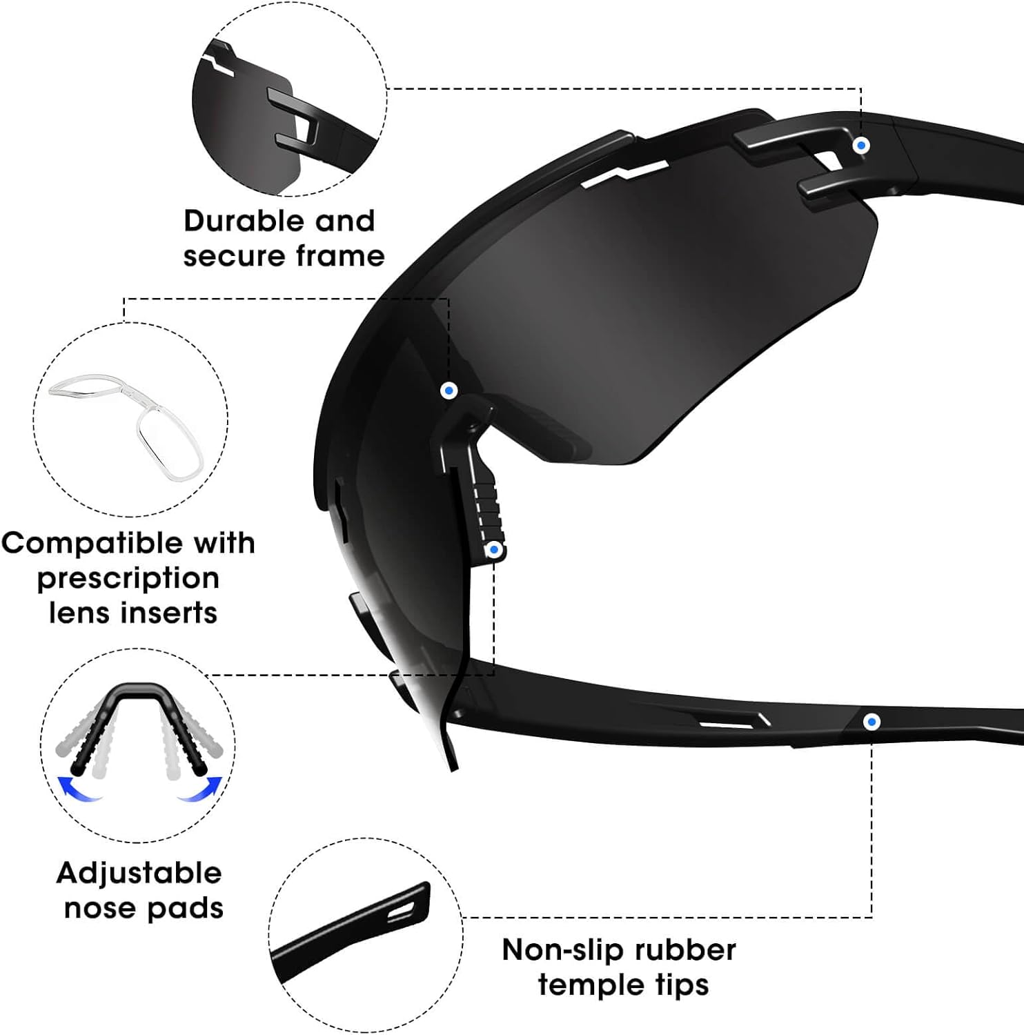 AVV Polarized UV400 Cycling Baseball Sunglasses - Windproof Anti-Fog for Outdoor Sports, Lightweight Frame Men Women Youth - Image 5