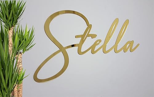 Miniatura 6 de Custom Acrylic Name Sign Choose Your Font - living room decor, party decoration, baby name sign, nursery decor, mirror gold sign (60, gold)