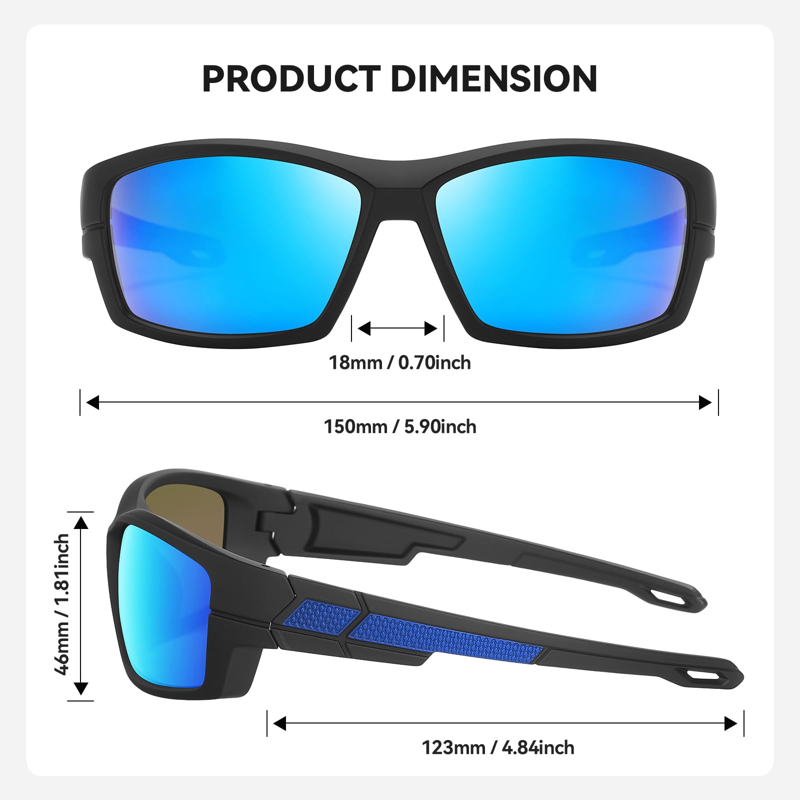 Occhiali da sole sportivi polarizzati per uomo e donna, montatura TR90, lenti TAC UV400 da 1,1 mm per guida, ciclismo, pesca