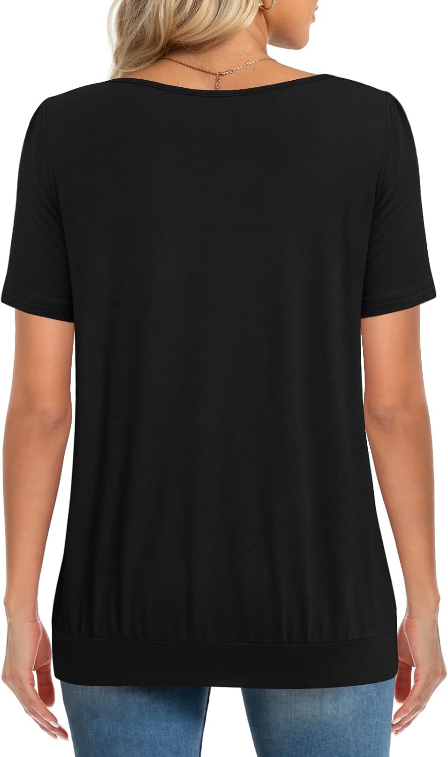 Anymeet 2026 Women's Spring Summer Tunic Tops Short Sleeve Casual Tshirt for Leggings Pleated Blouses - Image 4