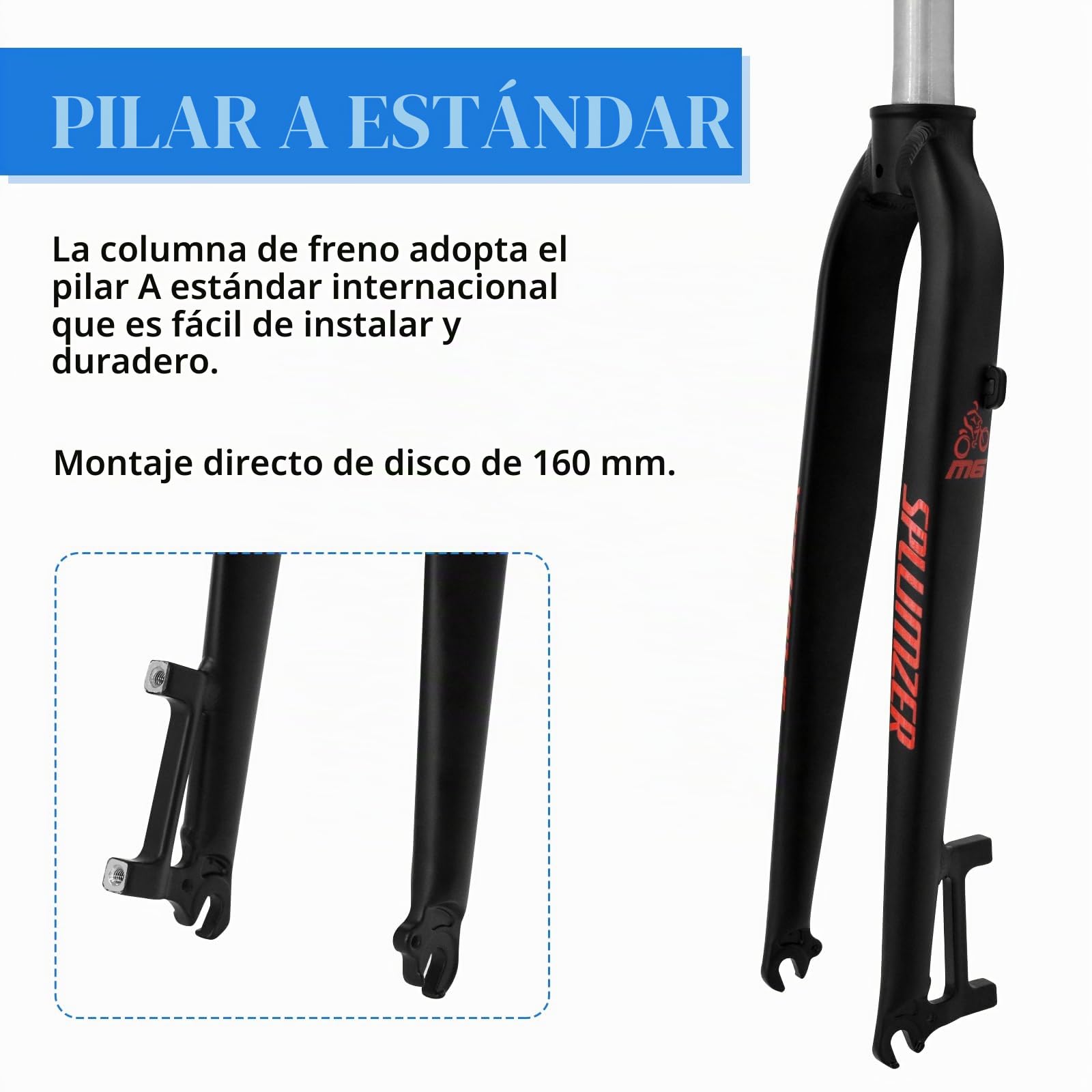 Horquilla MTB de Freno de Disco rígido de aleación de Aluminio de 1-1/8 "26/27. 5/29", Horquillas Delanteras de Bicicleta de montaña superligeras de Tubo Recto sin Rosca de 28,6mm