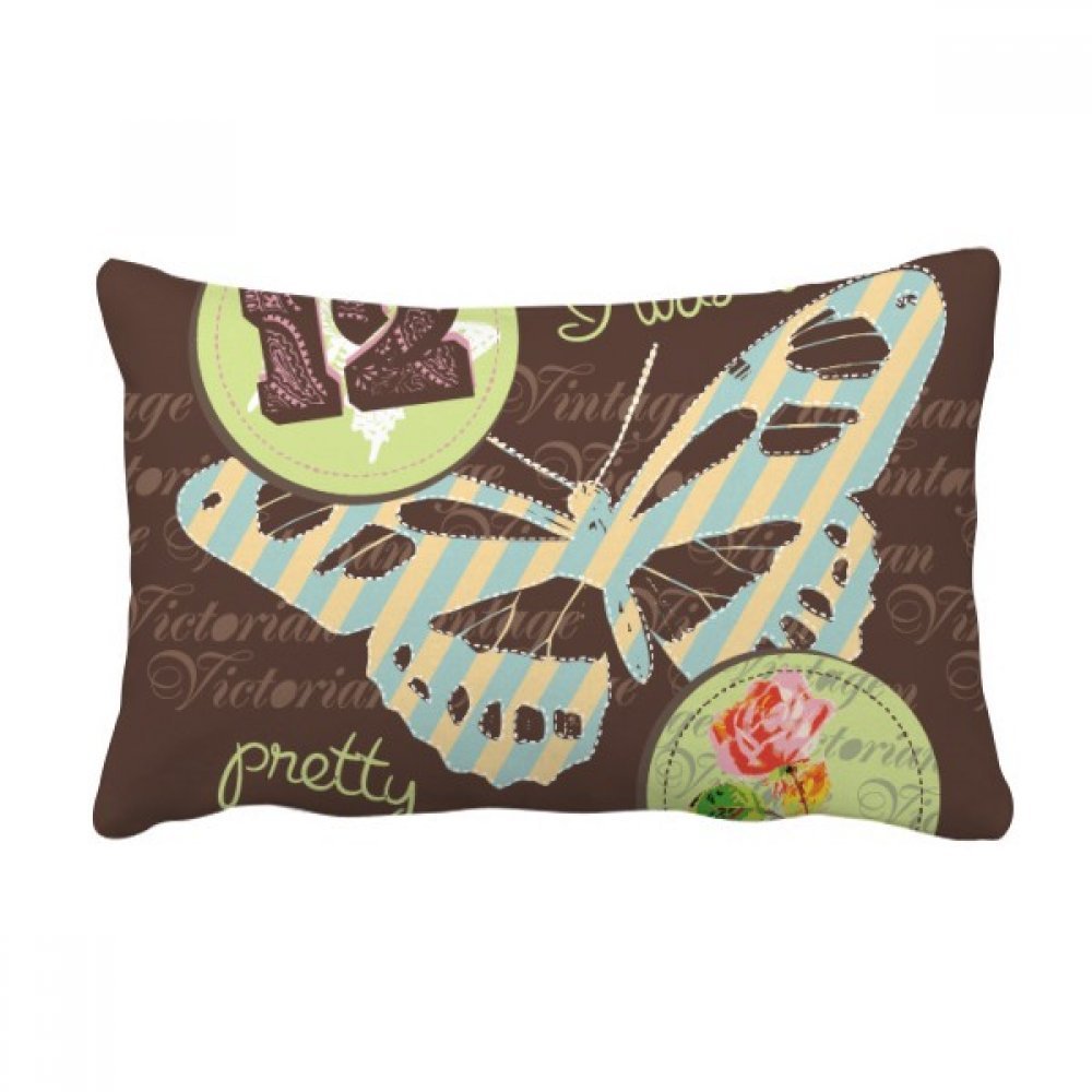 Coussin lombaire papillon timbres 16x24 pouces pour canapé