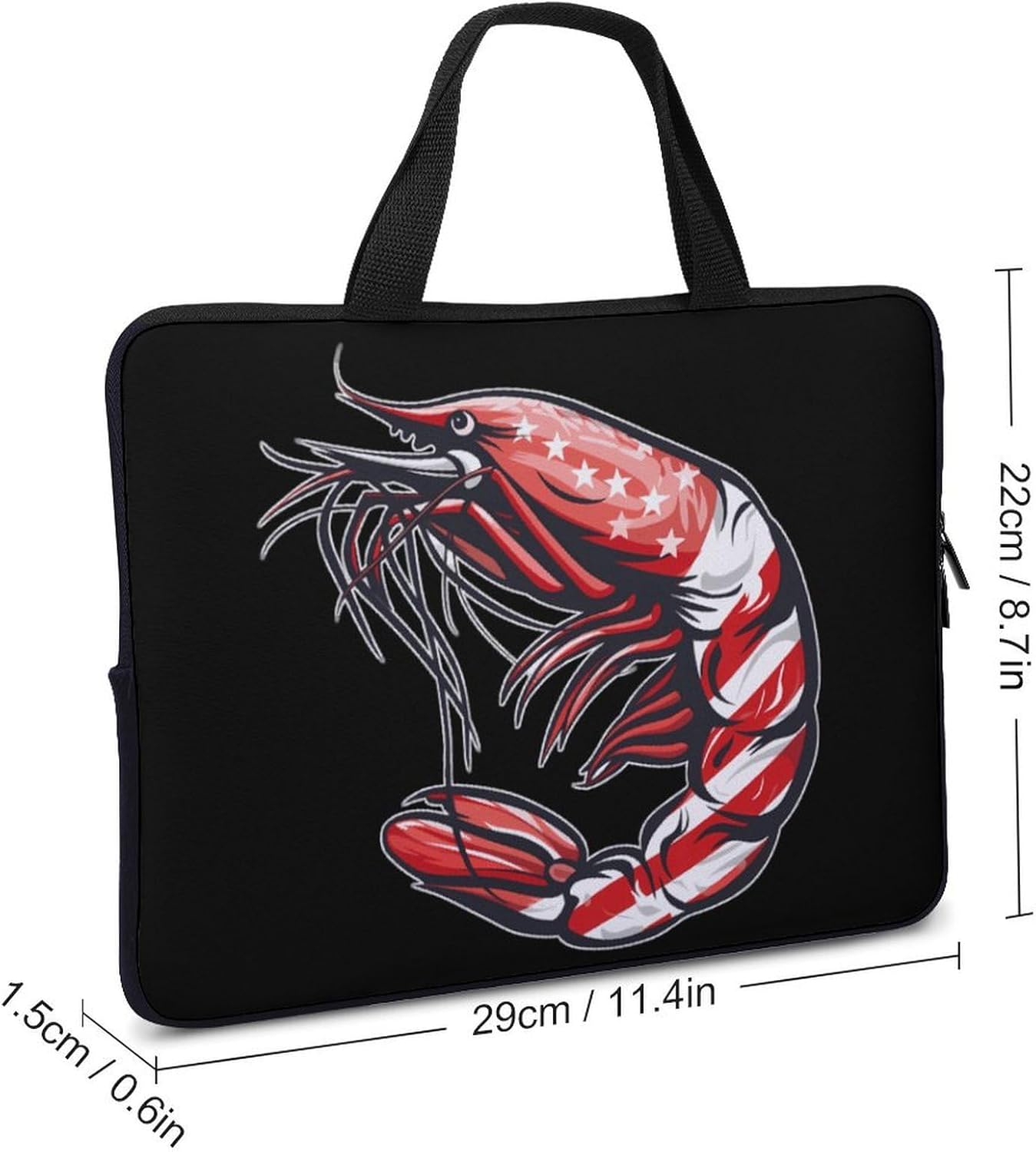Shrimp U.S Flag Laptop Bag Print Computer Sleeve Case Protector Briefcase Totes for Women Men