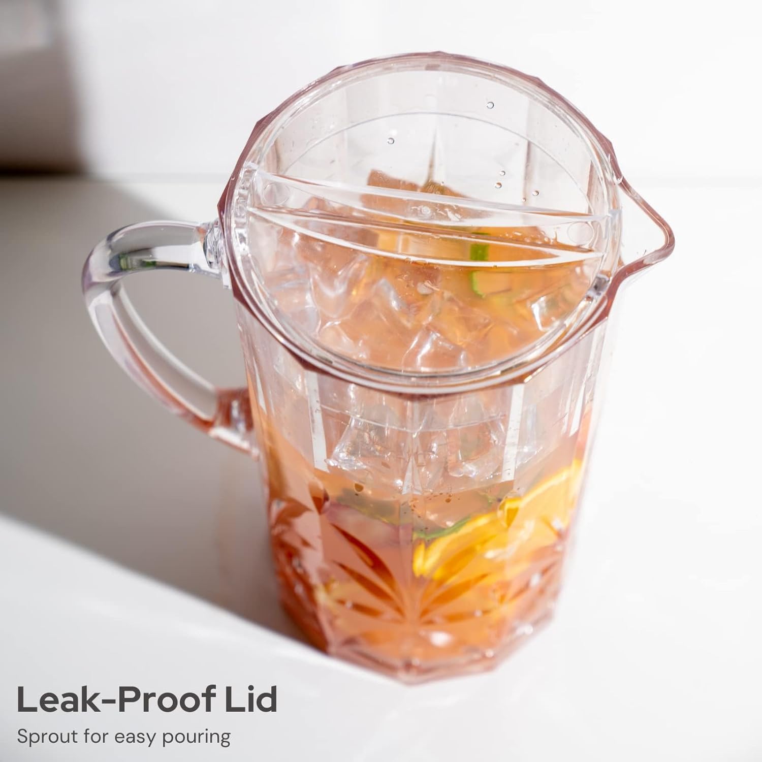 BELLAFORTE Shatterproof Tritan Plastic Water Pitcher with Lid, Myrtle Beach 88oz Unbreakable Drinking Jug for Orange Juice, Iced Tea & Water - Dishwasher Safe - BPA Free - Clear - Image 5