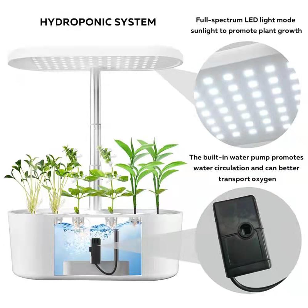 Kavolet Lumière pour plantes d'intérieur, système hydroponique, écran tactile, 24 W, 104 LED, lumière de croissance à spectre complet avec pompe à eau, 2080 lm, réservoir d'eau de 3,6 l, hauteur