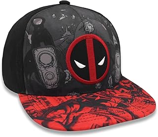 Free Authority Official Marvel Deadpool Embroidered Black Snapback Cap for Men & Women | Adjustable Closure Price In India