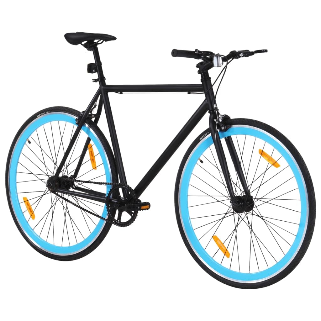 Bicicletta a scatto fisso, colore nero e blu, 700c, 51 cm