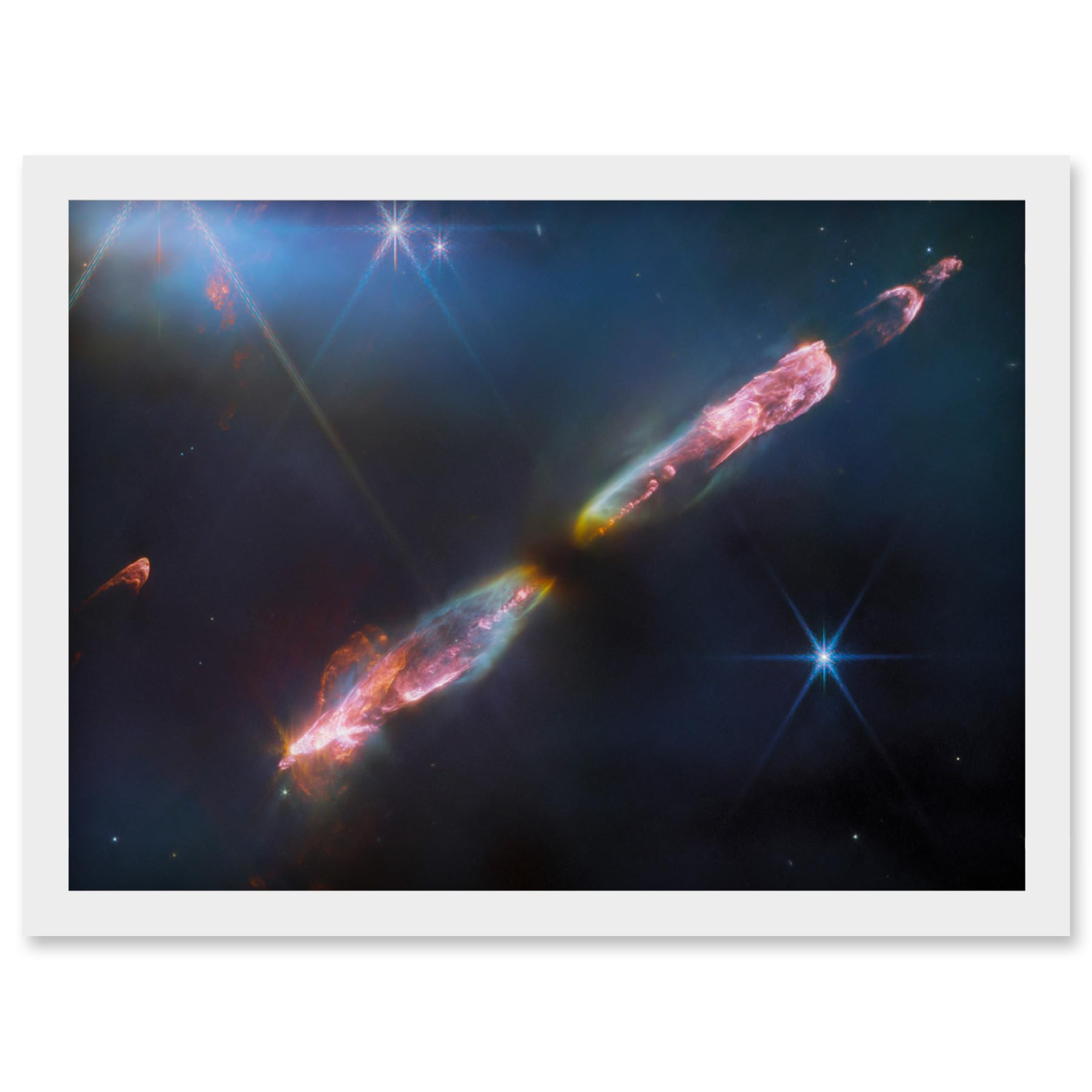 Artery8 NASA James Webb Telescope Infrared Image Supersonic Outflow of Young Star Space Bipolar Jet from Central Protostar Herbig-Haro 211 Stellar Birth Artwork Framed A3 Wall Art Print